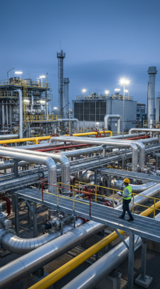 Doğalgaz istasyonu veya borulama sahnesi